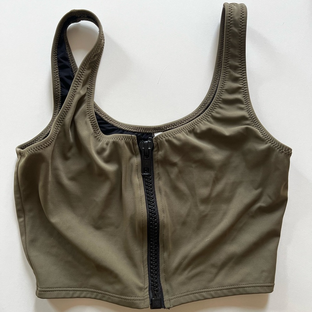 SOLID & STRIPED Green Bikini Top Sporty